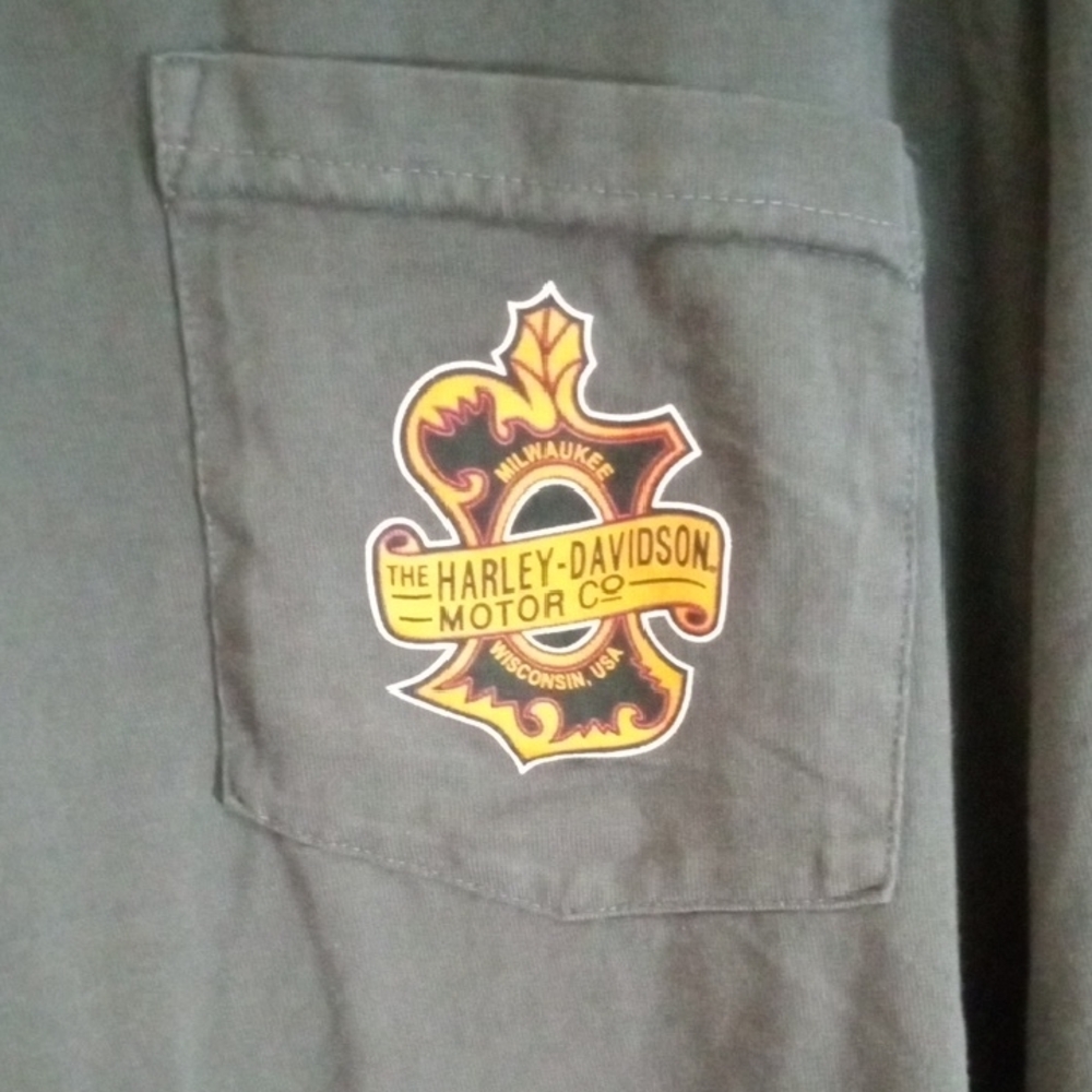 Harley-Davidson Gray Long Sleeve Pocket Tee Men’s Large